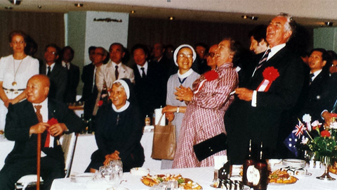 Mr. Tanakamaru (from left), SR. M. Clement, Sister Kageyama and Residing Australian Ambassador and wife.